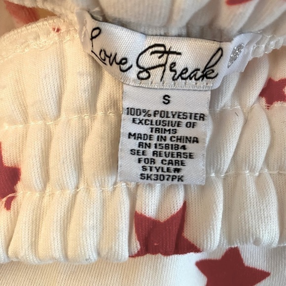 NWOT LOVE STREAK COZY SHORTS WITH RED STARS SIZE SMALL - Picture 4 of 5